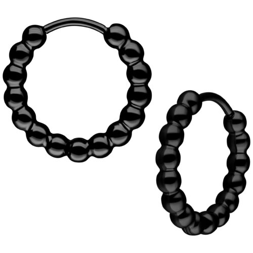 Little Basic Bubble Hoops Pairs 10 mm - Black Metal