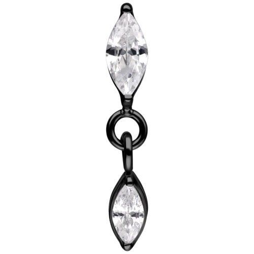 Push Fit Oval Crystal Drop Attachment - Black Metal