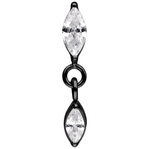 Push Fit Oval Crystal Drop Attachment - Black Metal