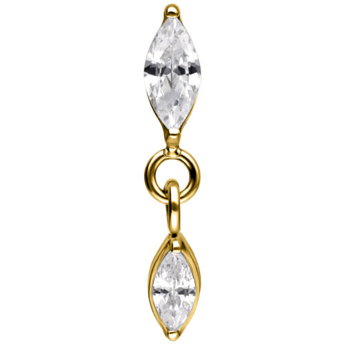Push Fit Oval Crystal Drop Attachment - Golden Metal