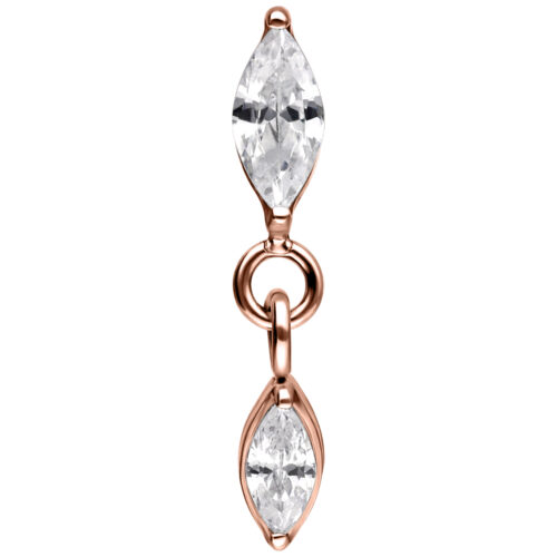Push Fit Oval Crystal Drop Attachment - Rosegold