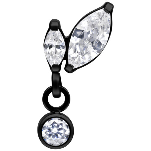 Push Fit Double Marquise with Drop Attachment - Black Metal