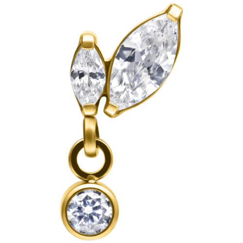Push Fit Double Marquise with Drop Attachment - Golden Metal