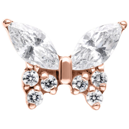 Push Fit Multi Jewelled Butterfly Attachment - Rosegold