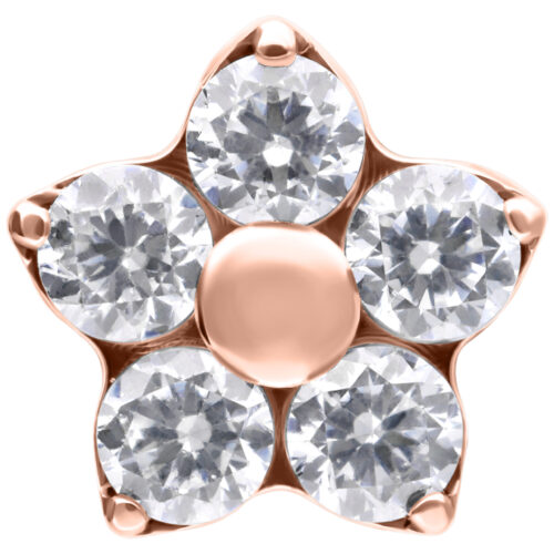 Push Fit Multi Jewelled Flower Attachment - Rosegold