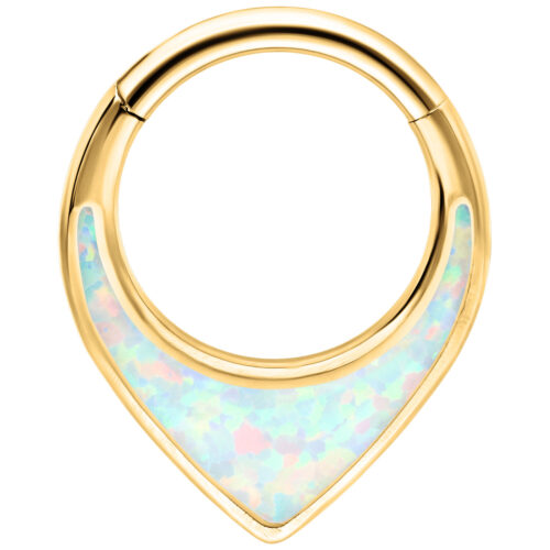 Chunky Opal Septum Clicker - Golden Metal