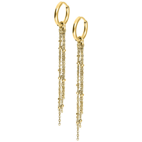Little Satellite Chain Hoops (pair) - Golden Metal