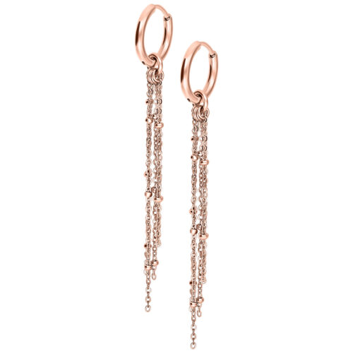Little Satellite Chain Hoops (pair) - Rosegold