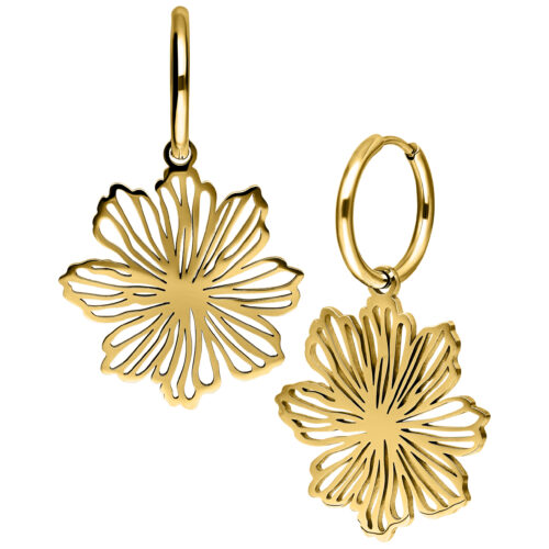 Fine Flower Hoops - Golden Metal