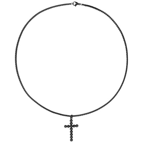 Bubble Cross Necklace - Black Metal
