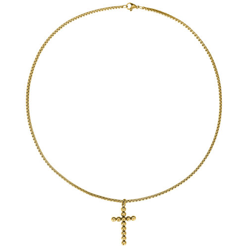 Bubble Cross Necklace - Golden Metal