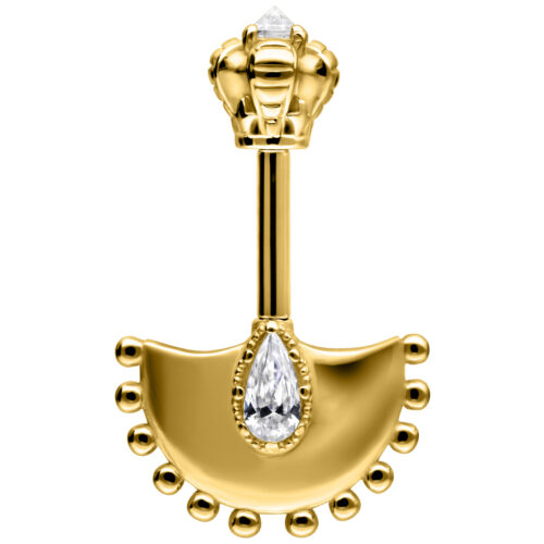 Vertical Helix Crystal Hatchet Barbell - Golden Metal