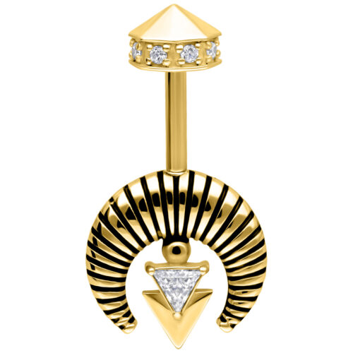Vertical Helix Crystal Horus Barbell - Golden Metal