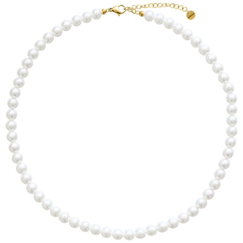Big Synthetic Pearl Necklace Silver - Golden Metal
