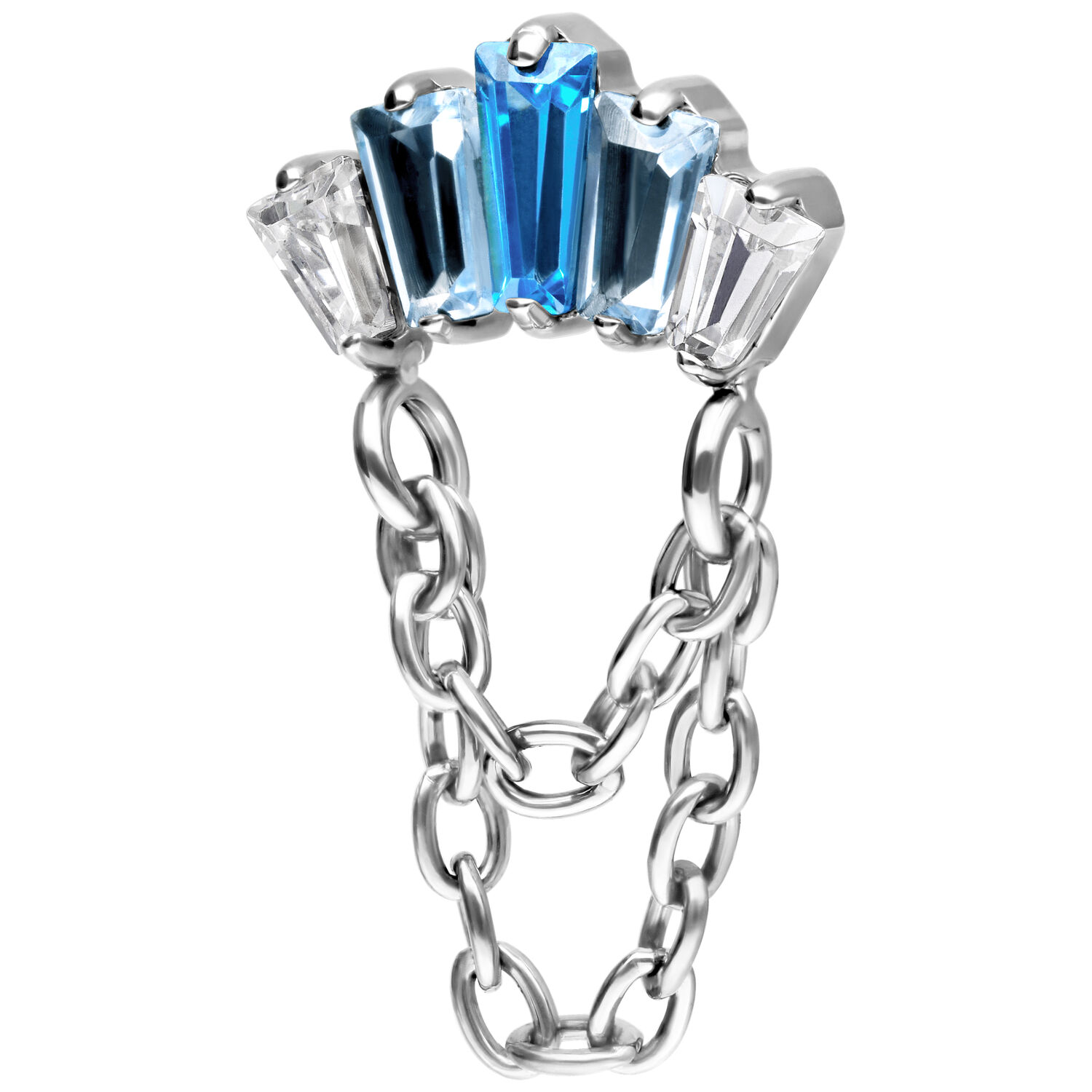 Silberner Titan Aufsatz mit Lavendel und Türkis Kristallen, Kettenverbindung