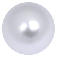Weiße synthetische Perlenkugel mit 3 mm Durchmesser auf weißem Hintergrund