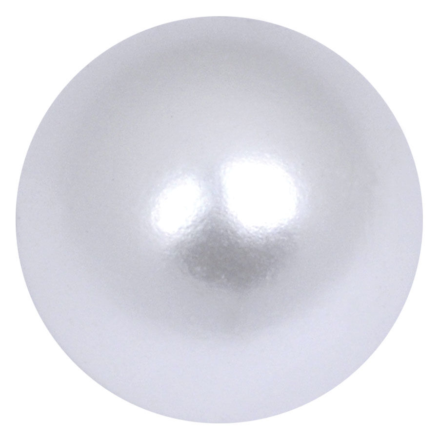 Weiße synthetische Perlenkugel mit 3 mm Durchmesser auf weißem Hintergrund