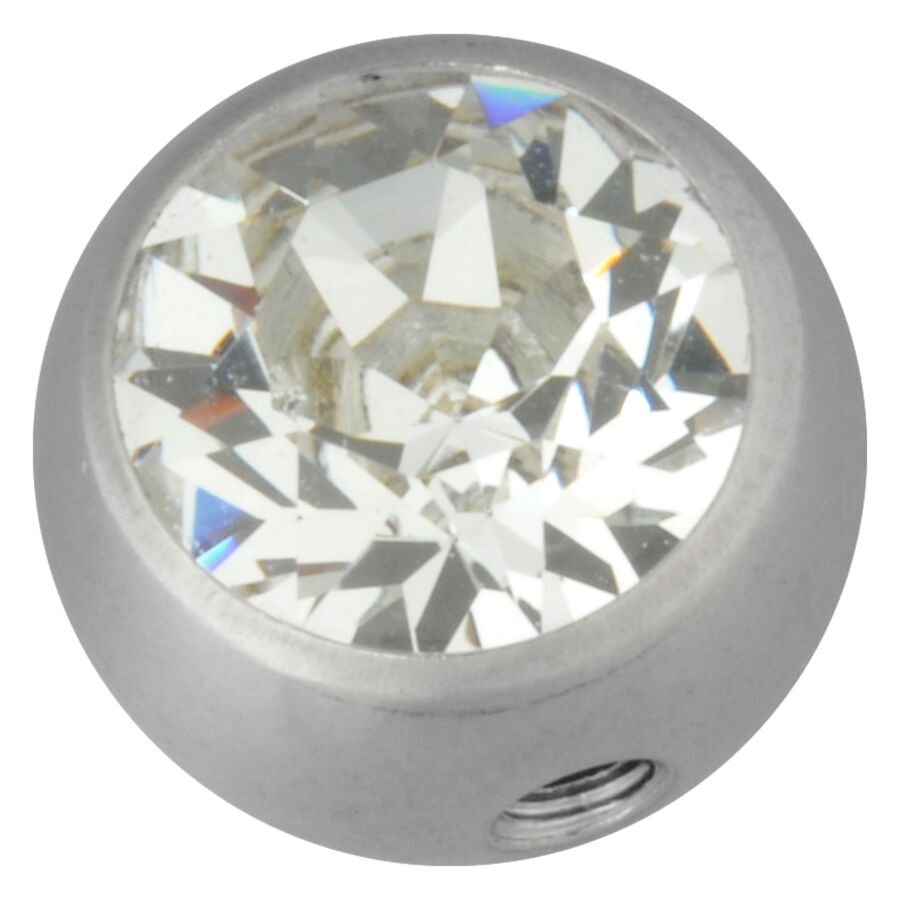 Silberner Piercing-Aufsatz mit klarem Kristall, 8 mm Kugel