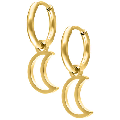 Mini Moon Hoops Pair - Golden Metal