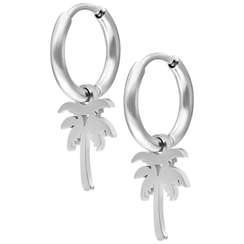 Mini Palm Hoops Pair - Silvercoloured Metal