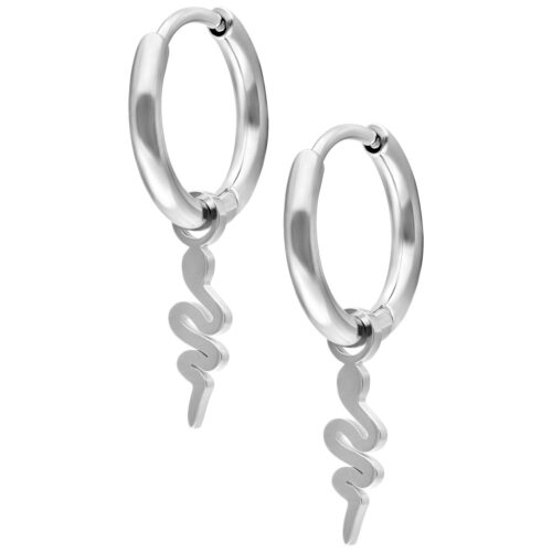 Mini Snake Hoops Pair - Silvercoloured Metal