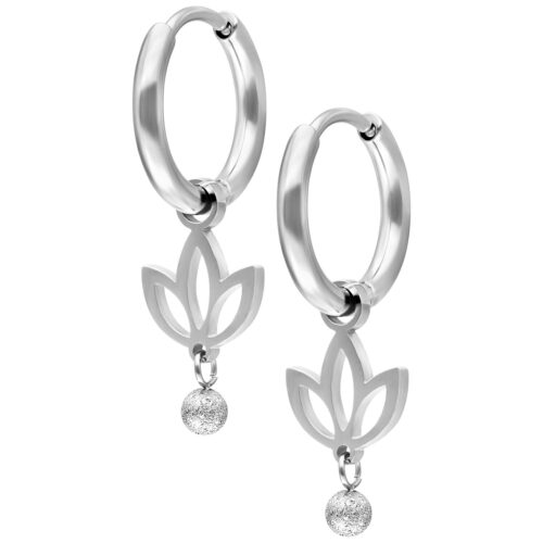 Mini Lotus Hoops Pair - Silvercoloured Metal
