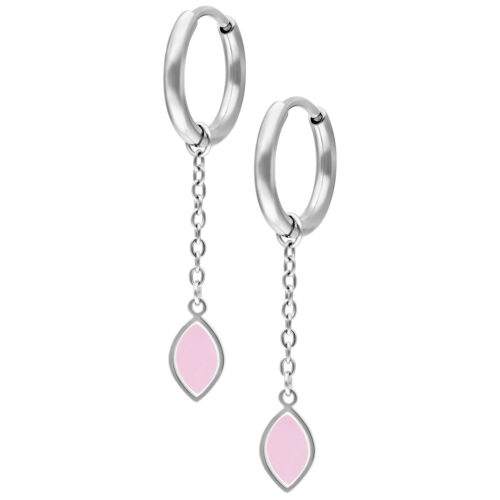 Mini Synthetic Opal Hoops Pair - Silvercoloured Metal