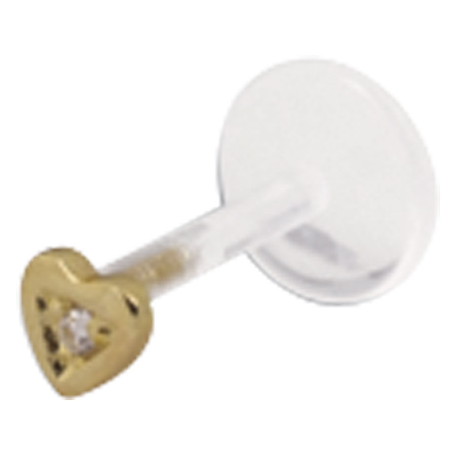 BioPlast Steck Labret Gold Heart BioPlast Steck Labret Gold Heart