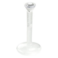 Transparenter Labret-Stecker mit klarem Kristall auf weißem Hintergrund