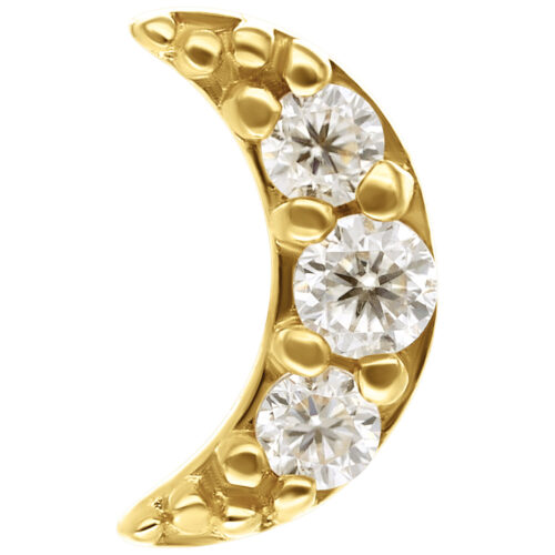 14K Gold Push-Fit Moissanit Moon Attachment