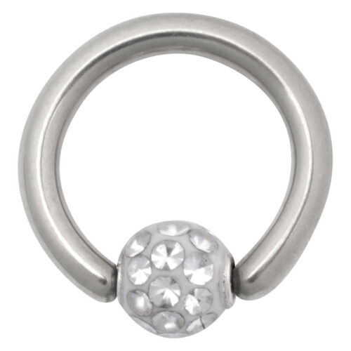 Silberner Titan Clip in Ring mit kristallklarer Kugel, 6,0 mm Durchmesser