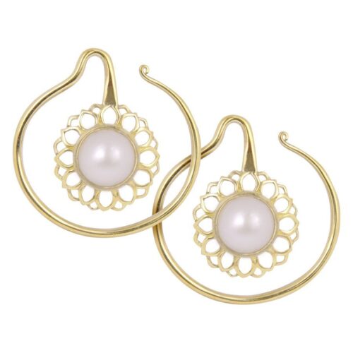 Golden Whirl White Onyx Ear Weights