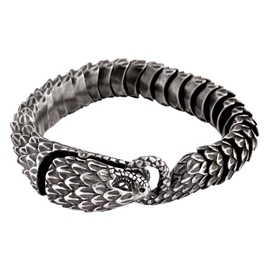 Silbernes Snake Armband aus Chirurgenstahl 316L auf weißem Hintergrund