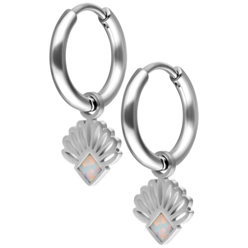 Mini Opal Fan Hoops Pair