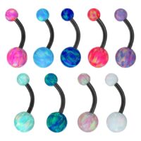 Verschiedene farbige Opal-Bananabells aus schwarzem Titan mit Außengewinde