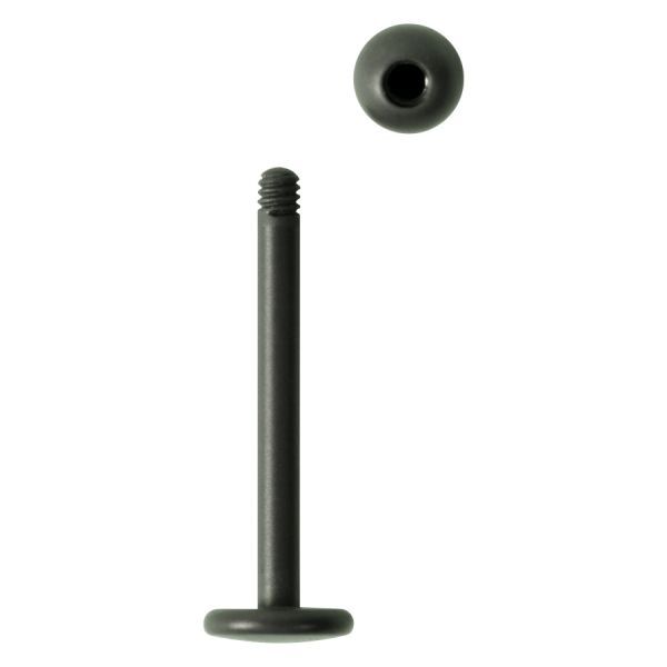 Graphitfarbenes Titan Labret mit Außengewinde auf weißem Hintergrund