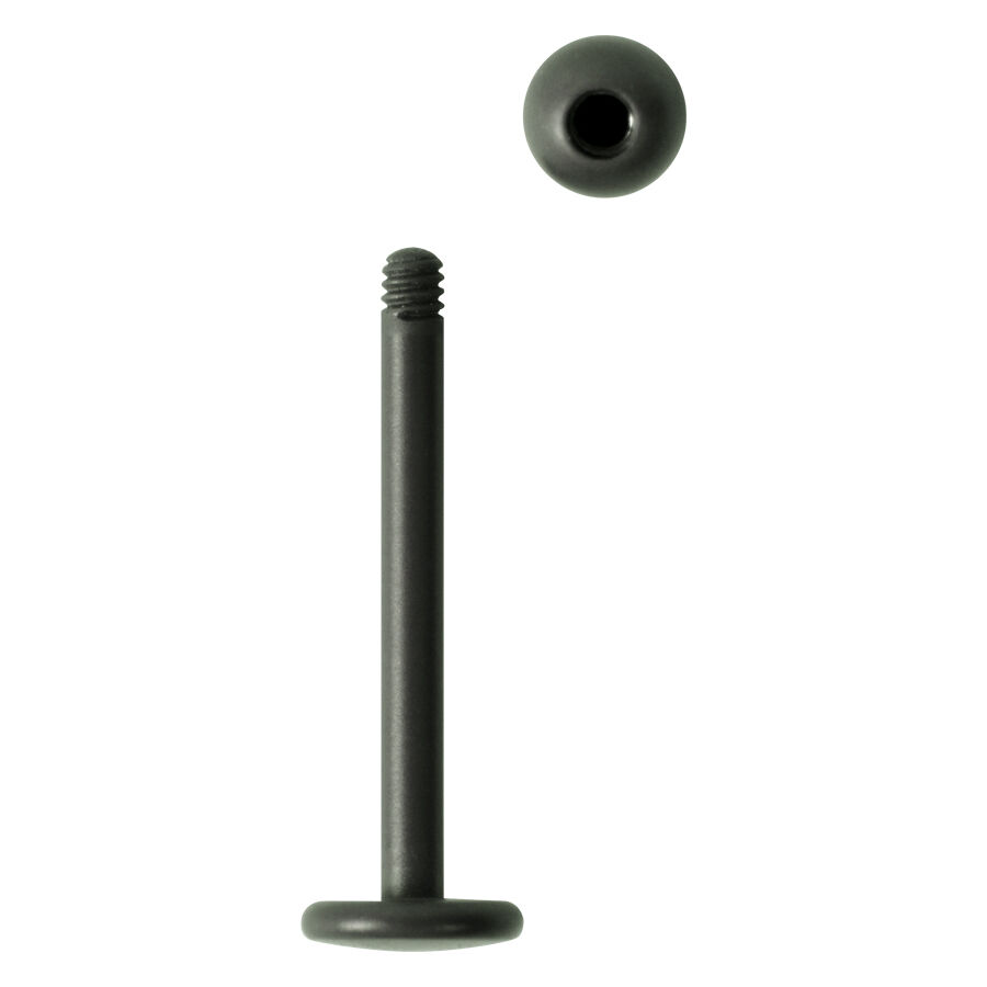 Graphitfarbenes Titan Labret mit Außengewinde auf weißem Hintergrund