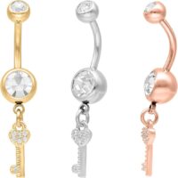 Drei Bananabells mit Schlüsselanhänger in Silber, Gold und Roségold auf weißem Hintergrund