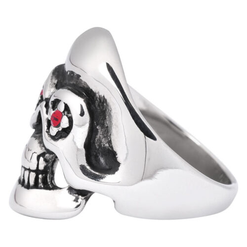 Stainless Steel Ring Skull Red Eye