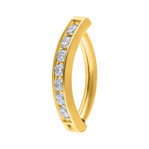 Crystal Belly Arch Clicker - Golden Metal