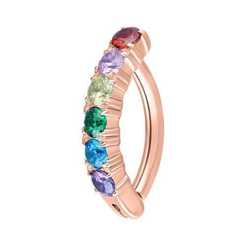 Rainbow Crystal Belly Arch Clicker - Rosegold
