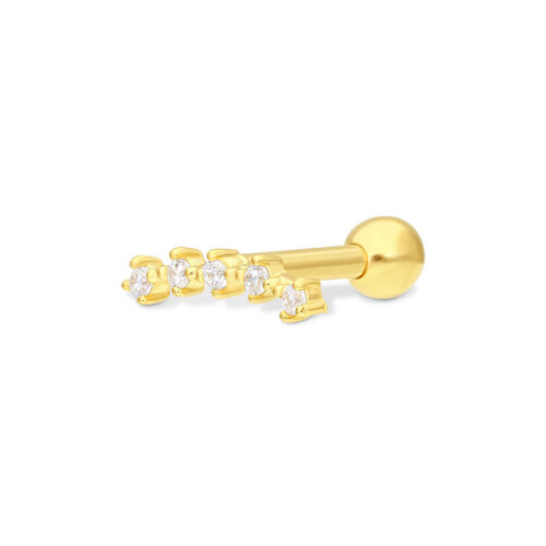 18k Earbarbell Five Crystals