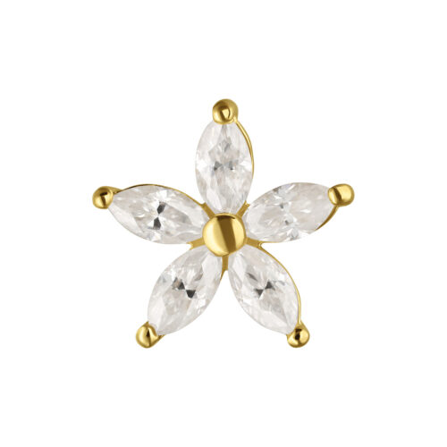 14K Gold Push-Fit Moissanit Flower Attachment