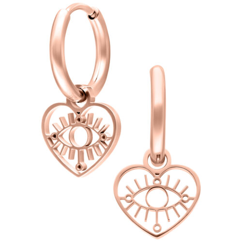 Mini Heart Eye Hoops Pair - Rosegold
