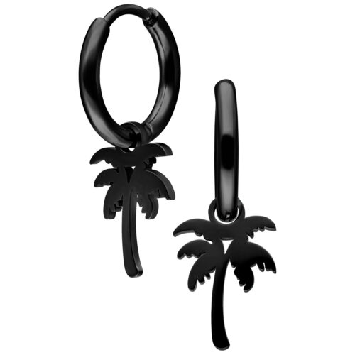 Mini Palm Hoops Pair - Black Metal