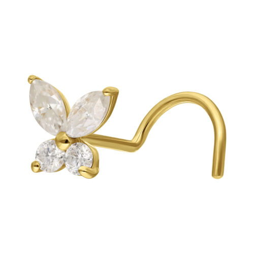 14K Moissanit Butterfly Nosestud