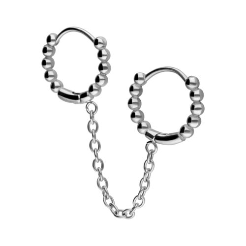 Double Huggie Connected Ball Hoops 1.0 x 10.0