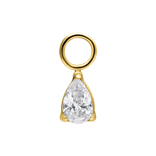 Crystal Teardrop Pendant - Golden Metal