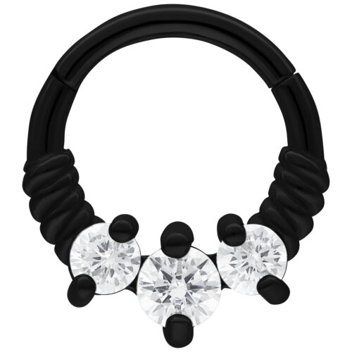 Septum Clicker Three Cristalli Acciaio - Black Metal