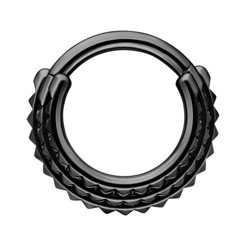 Triple Spike Hinged Septum Clicker - Black Metal